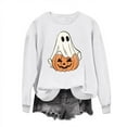 thumbnail image 4 of Tops for Women Plus Size Halloween Printed Round Neck Long Sleeved Sweatshirts,Womens Blouse White, 4 of 6