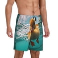 thumbnail image 2 of Balery Underwater Swimming Duck Pantalones cortos de pijama de punto de algodón para hombre con cinturilla y bolsillos-Small, 2 of 6