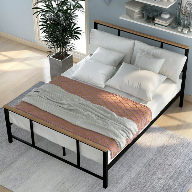 Metal Platform Bed Frame Twin Size, Adjustable Height Bed Frame Dorm