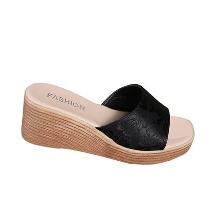 

NOKIO Women s Wedge Shoes Female Long Slipper Socks For Women Summer Solid Color Slip On Casual Open Toe Flat Soft Slipper Socks