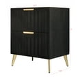 thumbnail image 4 of Home Design Everett Nightstand with Velvet Drawer Front and Gold-Tone Legs, Black, Easy Assembly, 4 of 5