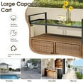 thumbnail image 6 of Ktaxon Outdoor Patio Wicker Bar Counter Table w/4 Wheel and Tempered Glass Top, Weather-proof Rattan Bar Table with Handrail , Storage Cabinet- Brown, 6 of 12
