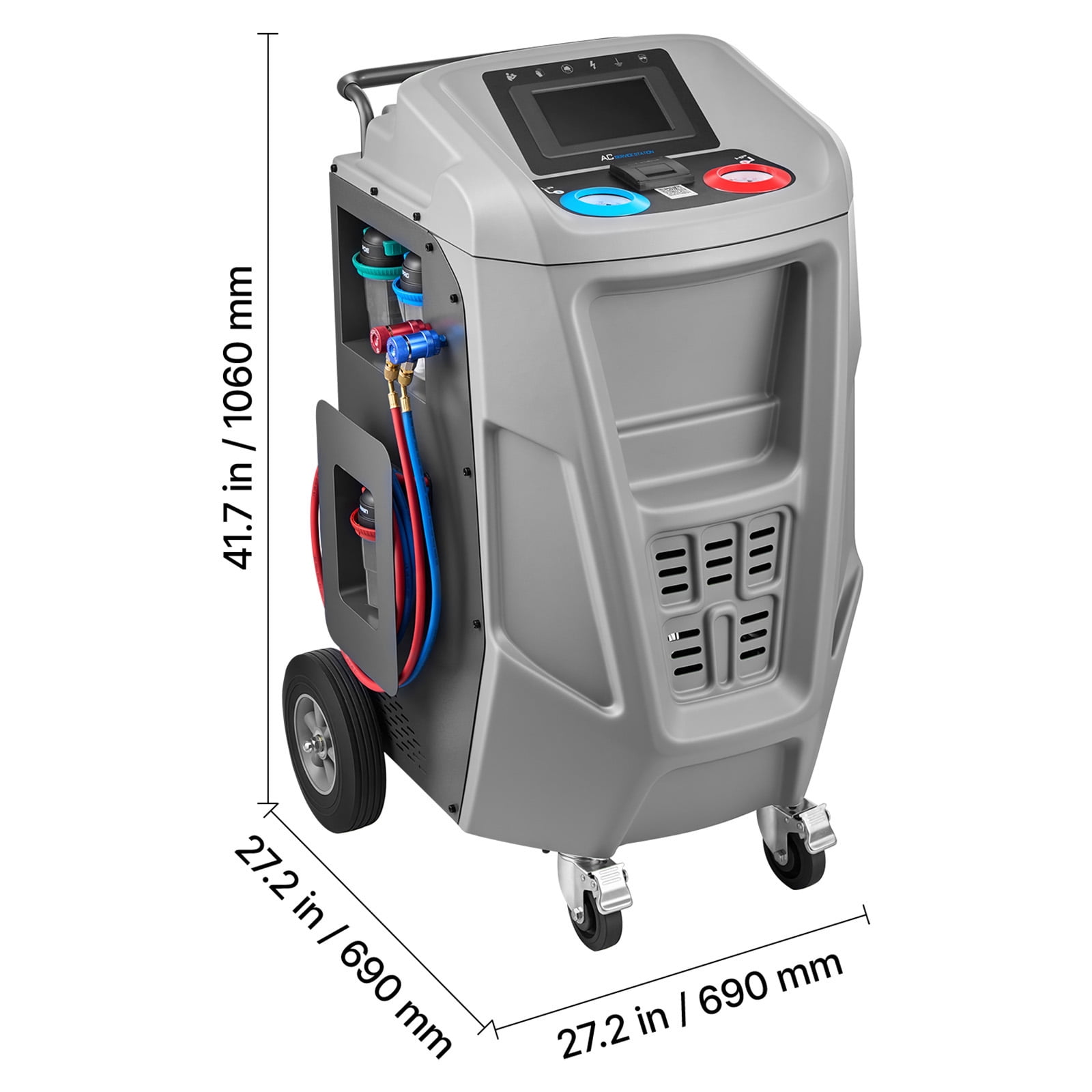 KFFKFF Fully Automatic Refrigerant Recovery Machine for 1234yf, High Accuracy, 7-Inch Touch Screen, AC Recovery, Vacuum, and Recharge for Standard and High Voltage Automotive A/C Systems