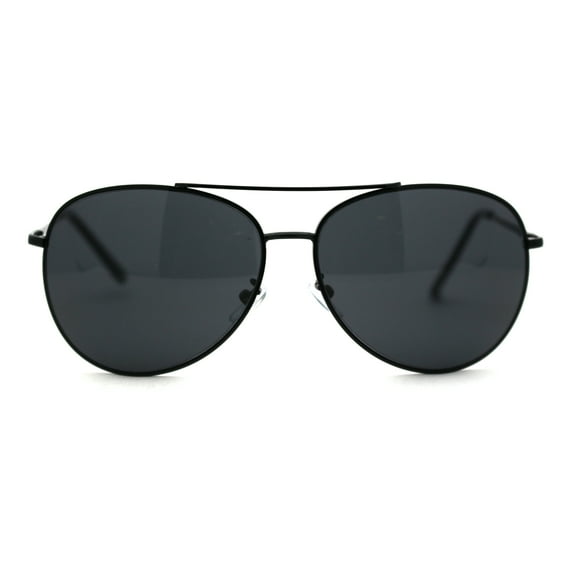 Timeless Classic Aviator Style Metal Rim Spring Hinge Sunglasses All Black