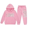 thumbnail image 3 of WOYY Toddler Girls Outfits Letter Print Long Sleeve Hoodie Joggers Set, Sizes 4-5T, 3 of 3