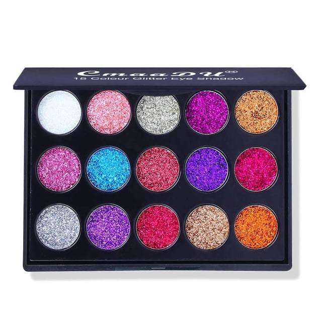 Paleta de sombras de ojos HUOGUO, 15 colores, con lentejuelas brillantes
