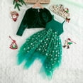 thumbnail image 5 of WIBACKER 2Pcs Kid Girl Xmas Dress and Cardigan Suit Spaghetti Strap Snowflake Print Lace Dress and Velvet Cardigan Tops Outfits 2-8Y, 5 of 11