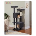 thumbnail image 2 of Cat Tree 52.4", Multilevel Cat Tower for Indoor Cats, Plush Condo with Scratching Posts, 2 Perches - Dark Gray, 2 of 7