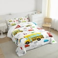 thumbnail image 3 of Feelyou Cartoon School Bus Full Size Comforter Sets, Transportation Vehicle Bedding Comforter Set, Yellow Public Truck Bedding Sets, Ultra Soft Home Decor, 3-Piece, 3 of 8