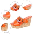 thumbnail image 7 of Platform Sandals for Women Cork Wedges Backless High Heels Open Toe 2026 Summer Fashion Buckle Strap Slip on Slides Red Size 9, 7 of 7