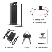 Yose Power 36V 17.4Ah Ebike Battery with charger,Silver Fish electric bicycle for 200W-900W,Electric Bike Bicycles Folding Bike Mountain Bike Pedelec bike(black color)