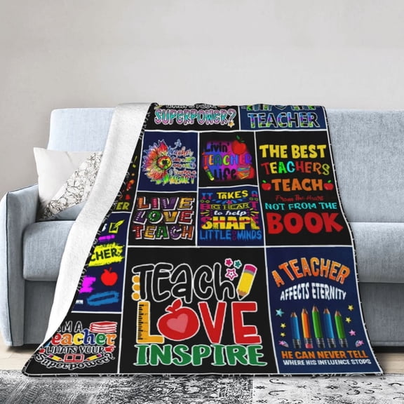 Wijzvio Back To School Teachers‘day Gift Throw Blanket Soft Fuzzy Fleece Blanket For Couch Bed Living Room Decoration 40"X30"