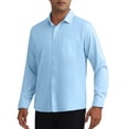 thumbnail image 4 of CAMISAS DE VESTIR MASCULINAS INSPIRE CHIC, SÓLIDAS, DE MANGA LARGA, AJUSTE REGULAR, FORMAL, DE NEGOCIOS, CON BOTONES, FORMAL, TAMAÑO S, AZUL, 4 of 5