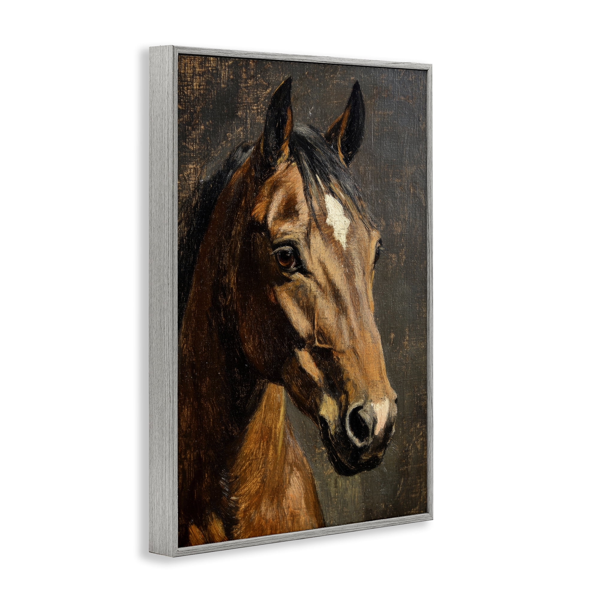 Stupell Industries Horse Portrait Study Gray Framed Giclee Art, design by Petal Prints Design
