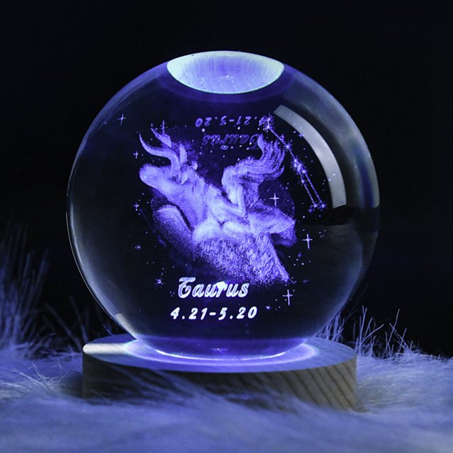 Lámpara de noche de 12 constelaciones, artesanía de cristal luminosa, bola decorativa grabada en 3D Hugtrwg Para estrenar