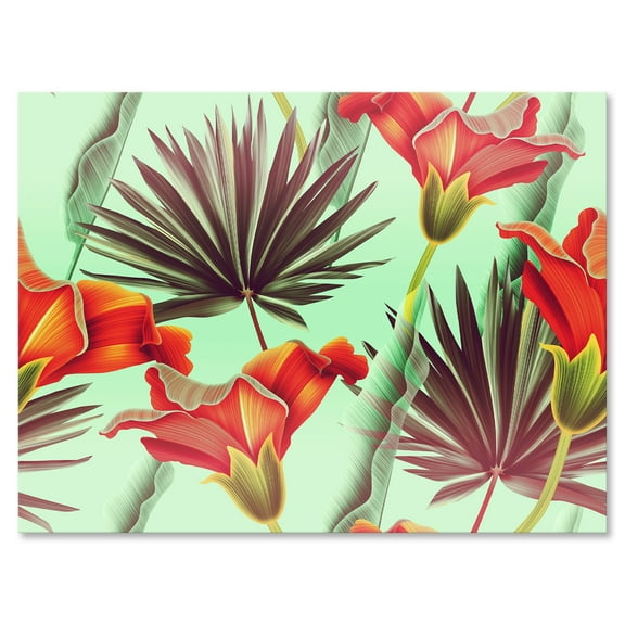 Designart ' VIntage Tropical Flowers VII ' Traditional Canvas Wall Art Print