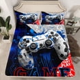 thumbnail image 3 of Feelyou Video Gamer Gamepad Twin Sheet Sets, Blue Red Watercolor Splatter Twin Fitted Sheet, Honeycomb Abstract Flat Sheet, Lightweight Room Decor, 3-Piece, 3 of 8