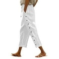 thumbnail image 4 of Womens Pants Women's Fashion Solid Color Cotton Linen Elastic Seven Beach Casual Linen Travel pants, 4 of 6