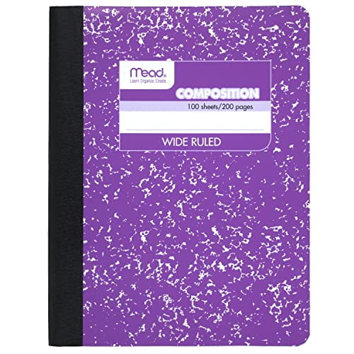 Mead Composition Notebook, Comp Book, Wide Ruled Paper, 100 Sheets, 9-3/4' x 7-1/2', Fashion, Purple (09918BA7)