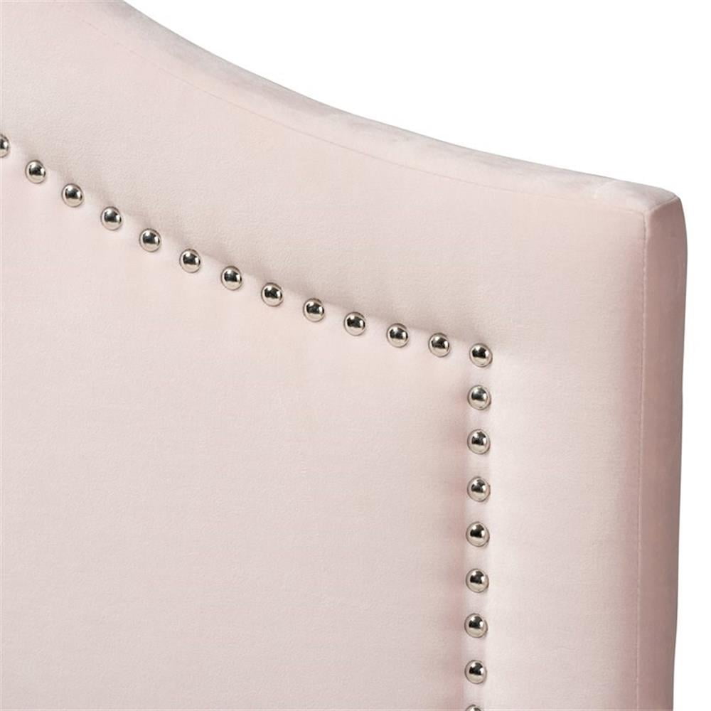 Baxton Studio Rita Velvet and Wood Queen Headboard in Light Pink