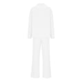 thumbnail image 6 of Womens Two Piece Shirts Suits Sets Casual Long Sleeve Button-Down Collar Shirt Wide Leg Pants Solid Knitted Soft Going Out Loungewear Outfits, 6 of 8
