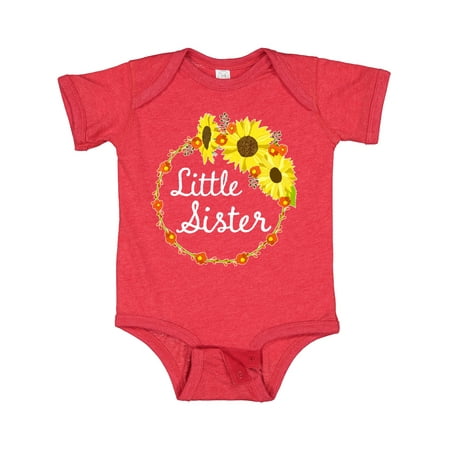 

Inktastic Little Sister Sunflower Wreath Gift Baby Boy or Baby Girl Bodysuit