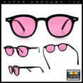 thumbnail image 2 of Micro Snug Round Hipster Horn Rim Nostalgic Retro Plastic Sunglasses Black - Pink, 2 of 7