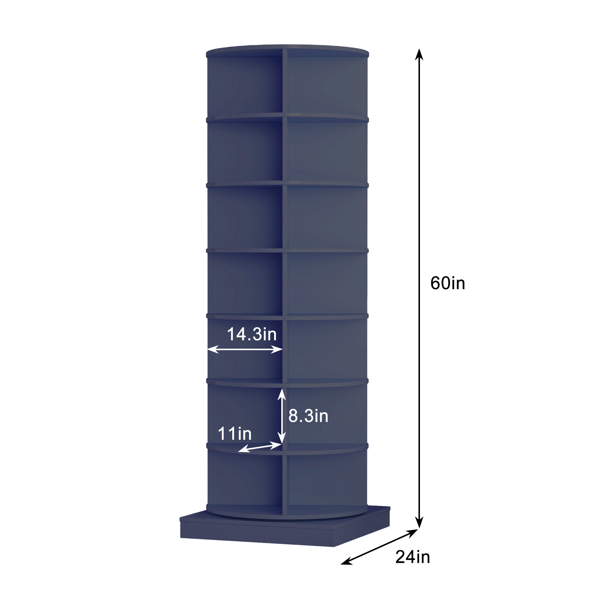Aukfa 7-Tier Rotating Shoe Rack Tower, 360° Spinning Shoe Display Closet Organizer, Blue