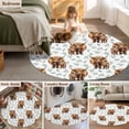 thumbnail image 5 of Round Rugs 6 Ft, Brown Yak Non Slip Area Rugs for Kitchen Bedroom Entryway, Spring Green Ferns Leaves Country Animals Washable Carpet Runner Rug Floor Mats for Bedroom Home Decor, 5 of 8