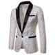 thumbnail image 1 of Traje formal de solapa para hombre, diseño de moda en jacquard de cuerpo grande en color sólido para otoño e invierno, 1 of 6