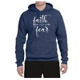 thumbnail image 2 of Cute Christian Quote Faith Over Fear Inspirational/Christian Unisex Graphic Hoodie Sweatshirt, Vintage Heather Navy, 3XL, 2 of 3