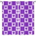thumbnail image 1 of Geometric Mosaic Grid Tile Window Curtains, Purple Love Heart Pattern Rod Pocket Curtains 2-Panel Set, Foldable Lightweight Breathable Couple Window Treatments for Living Room Bedroom-W84xL84in, 1 of 5
