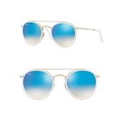 Ray-Ban Unisex RB3647N Round Double Bridge Metal Sunglasses, 51mm