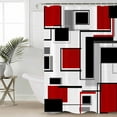 thumbnail image 4 of Shower Curtain Bathroom Set Red Geometric Abstract Color Block Waterproof Fabric Shower Curtains with Grommets&Hooks Irregular Stripe Gray Gradient Privacy Bath Curtain for Bathtub 36x72in, 4 of 7