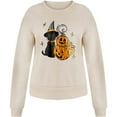thumbnail image 3 of Chandail en Molleton en Molleton pour Femmes, Manches Longues, Col Rond, Imprimé Citrouille Effrayant pour Halloween, 3 of 6