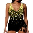 thumbnail image 1 of 2 Piece Swimsuit for Women Trendy Print Plus Size Deep V-Neck Tankini Set Yellow Womens Bathing Suits L, 1 of 4