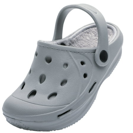 

STQ Kids Slippers Winter Garden Clogs With Backstrap Slip On Boys Girls Water Sandals Fuzzy Lined