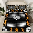 thumbnail image 2 of Manfei Pickleball Player Bed Sheets Set Full Size,Ball Games Bedding Sets Full Size,Orange White Black Bed Sheets Full For Kids Boys,Microfiber Bedroom Decorative,4pcs, 2 of 7