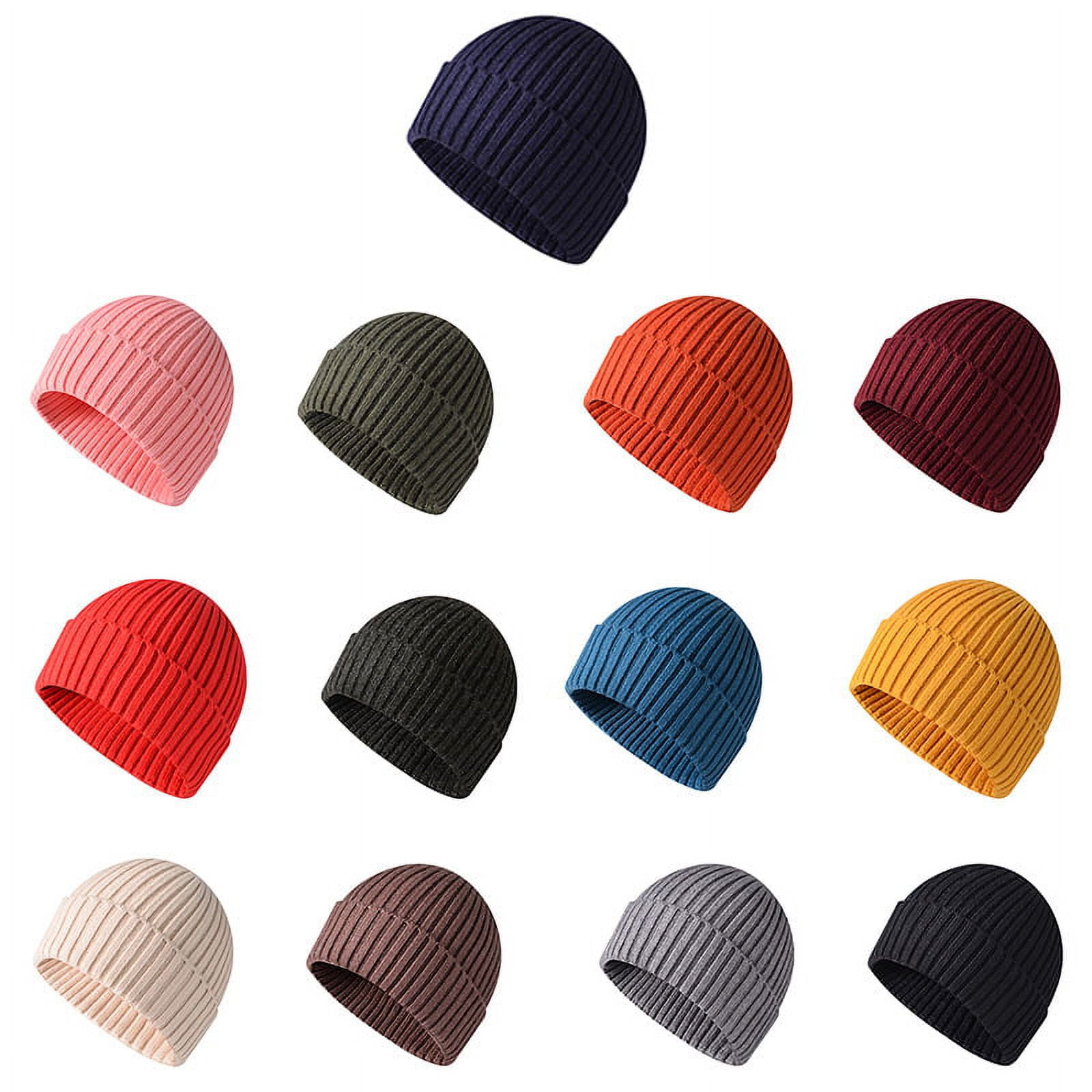 Women\'s Beanie Yellow Wool Unisex Cuffed Knit Winter Warm Skull Ski Hats Caps Morttic Beanie Hat for Women Men Winter Hat Womens Cuffed  main image 2