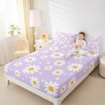 thumbnail image 4 of Homewish Groovy Flower Floral Twin Sheet Sets, Dreamy Purple Cartoon Twin Fitted Sheet, Princess Style Flat Sheet, Microfiber Bedroom Decor, 3-Piece, 4 of 7