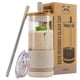 thumbnail image 1 of Vasos de vidrio Pandaloo con tapas y pajitas, 600 ml, cremosos hongos, 1 of 6
