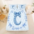 thumbnail image 5 of Erosebridal Girls Blue Bowknot Bed Sheets,Blue Letter C Monogrammed King Sheets For Girls Kids 4pcs, 5 of 6
