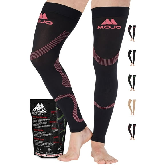 Mojo Men and Womens Footless Compression Thigh High 20-30mmHg - Hot Pink, XL