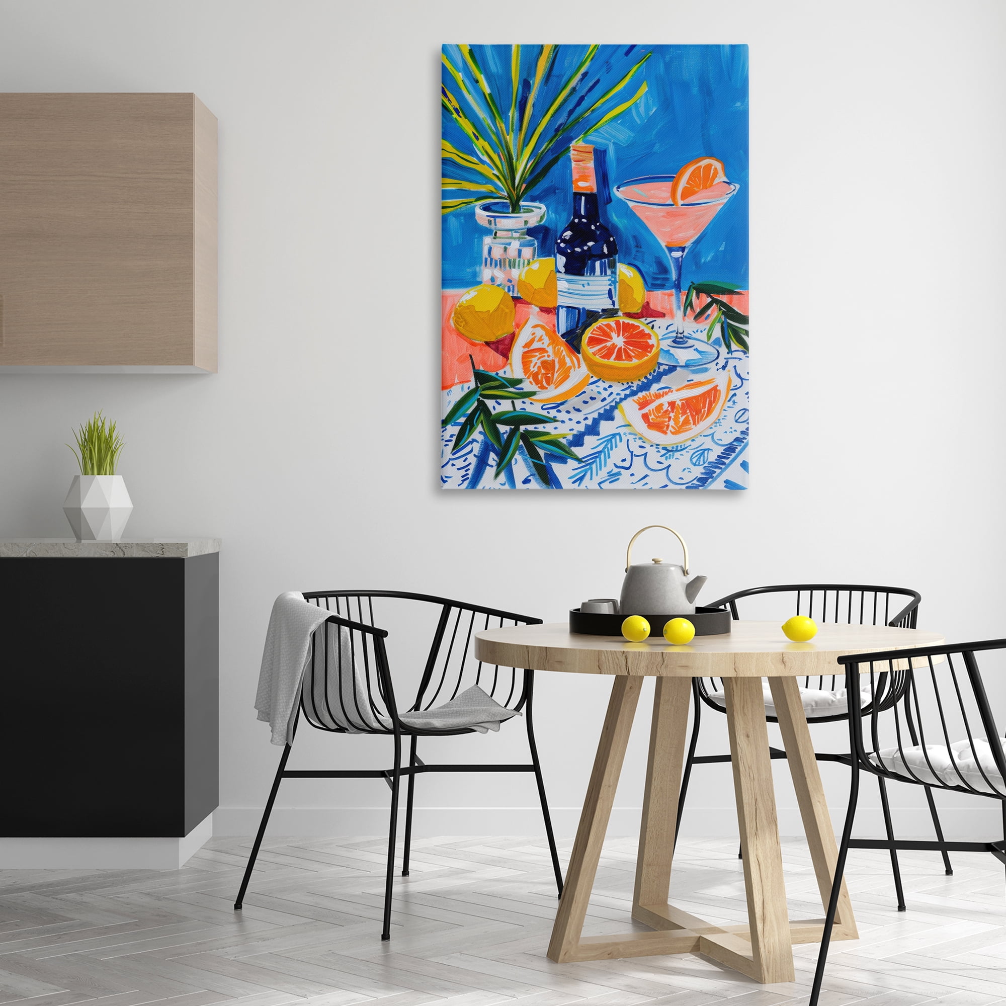 Stupell Industries Wine Bottle & Citrus Food & Beverage Painting Wrapped Canvas Art Print Wall Art, 30 x 45