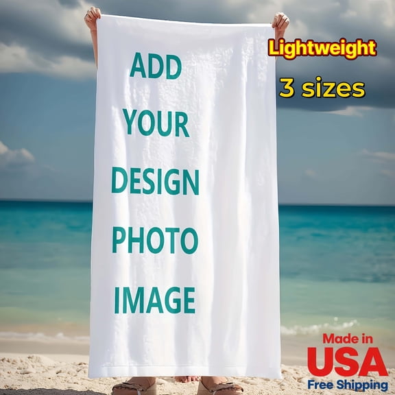 Custom Sports Beach Towel Personalized Photo Text