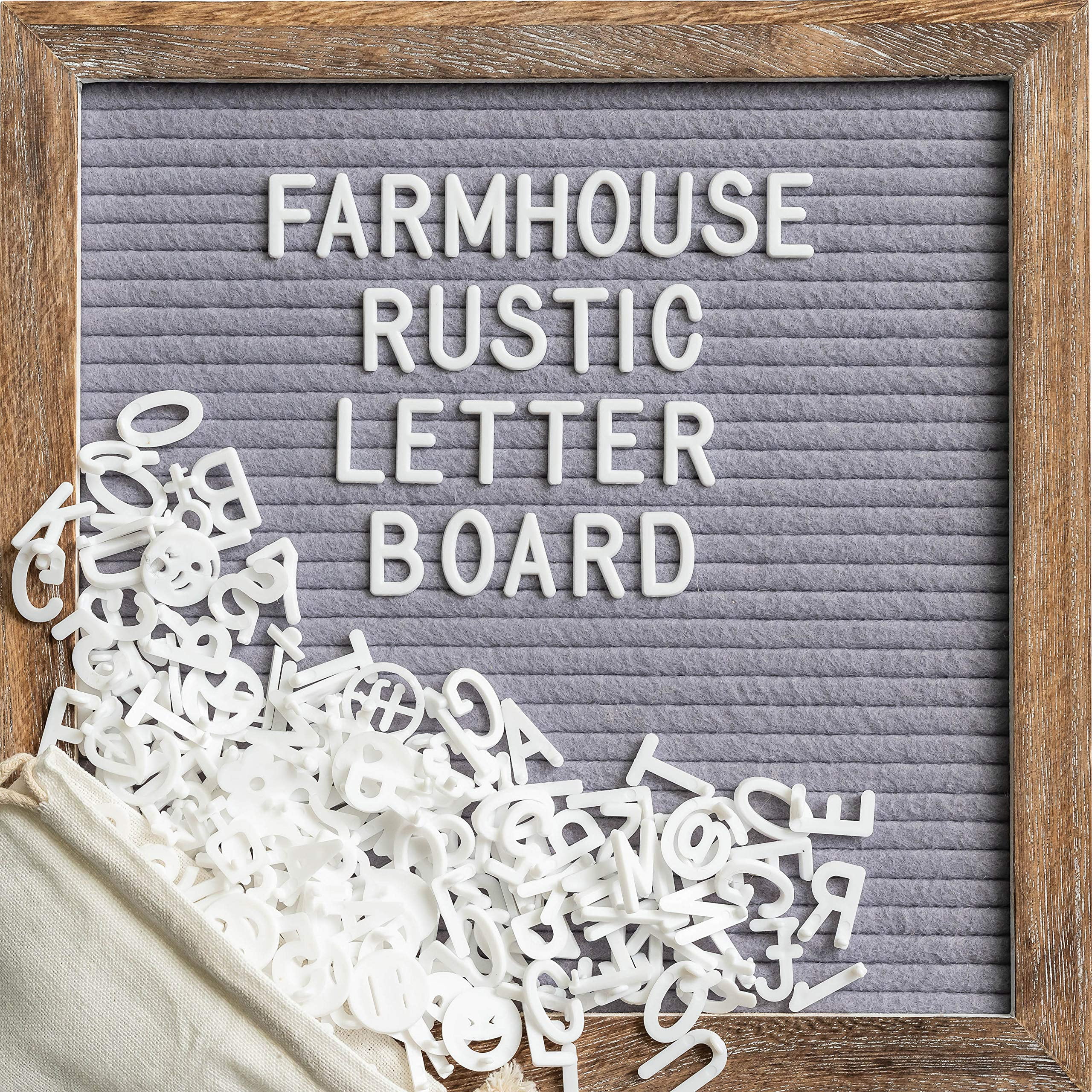 Message Board with 10x10 Inch Rustic Wood Frame, Felt Letter Board with ...