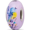 thumbnail image 1 of Sterling Silver Ster.Silver Reflections Hand Painted Tj Bird Floral Fenton Glass Bead Made In United States qrs3632, 1 of 5