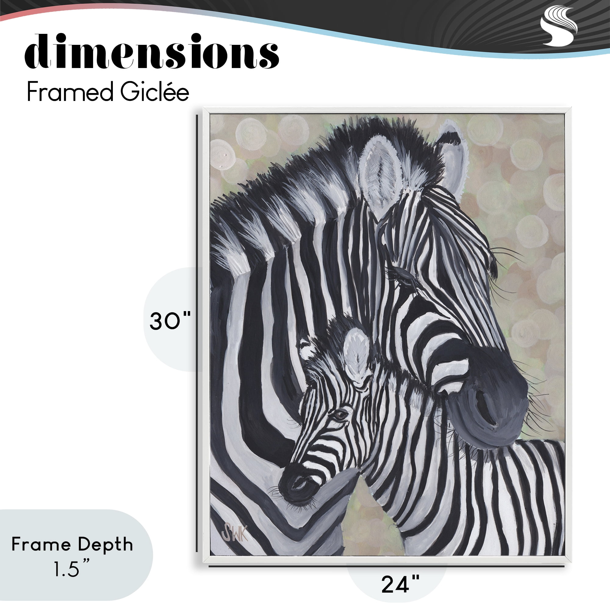 Stupell Industries Mama Zebra & Her Foal White Framed Giclee Art, design by Sarah Waldron Kimball