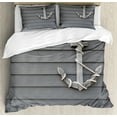 thumbnail image 1 of Anchor King Size Duvet Cover Set, Wooden Anchor with the Rope on the Wall Antique Navy Nature Adventure Themed Art Work, Decorative 3 Piece Bedding Set with 2 Pillow Shams, Grey, by Ambesonne, 1 of 3