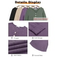 thumbnail image 4 of MOSHU V-neck T Shirts for Women Casual Long Sleeve Tunic Tops Curve Hem Fall Button Shirts, 4 of 8
